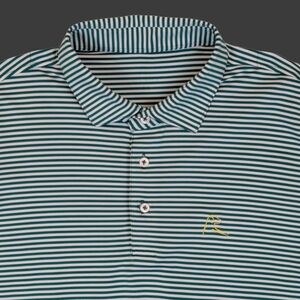 Rhoback Birdie Stripe Polo Shirt Men's XL Green White Performance Golf
